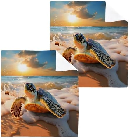 ALAZA Sea Turtle Beach Towels 12x12 2 Pack