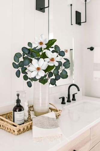Briful 27in Artificial Eucalyptus Magnolia Greenery Bouquet 1
