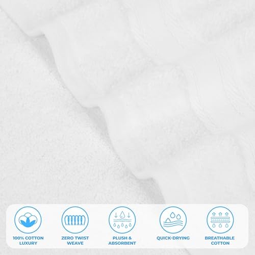 Superior Belmont Zero Twist Cotton Towel Set of 12 White