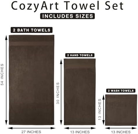 COZYART 650 GSM Cotton Towel Set of 6