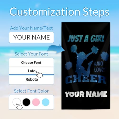 Personalized Beach Towel with Name for Kids and Girls