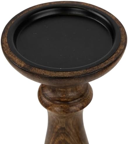 Northlight 3 pcs 10 Inch Dark Wooden Candle Holders