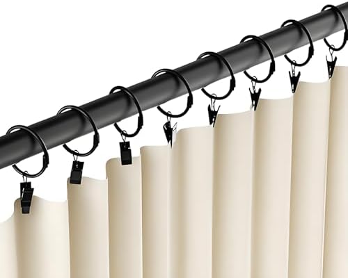 24 Pack 2 Inch Curtain Rings with Clips - Rustproof Black