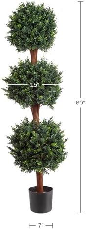 Pure Garden Artificial Tree - 5FT Faux Hedyotis Topiary Ball Plant