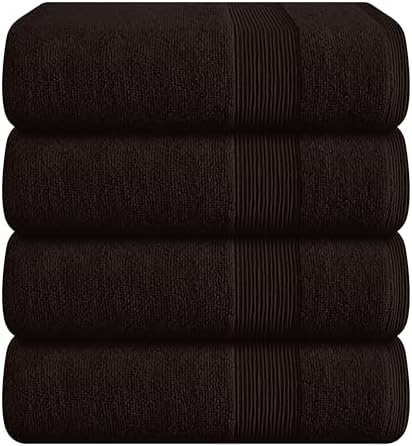 Belizzi Home 4 Pack Bath Towel Set Chocolate Brown 27x54