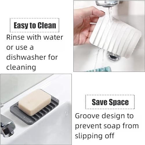 Automatic Draining Soap Tray 2pcs Red Silicone Dish
