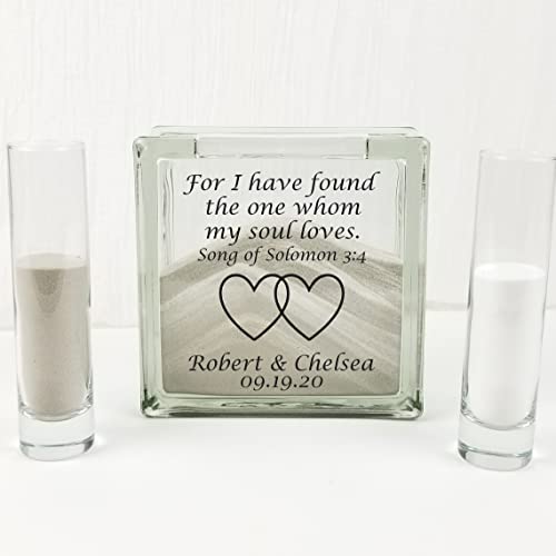 DaKuHo Personalized Heart Glass Unity Sand Set With Lid