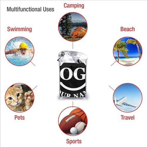 Custom Beach Towel with Text Logo and Photo