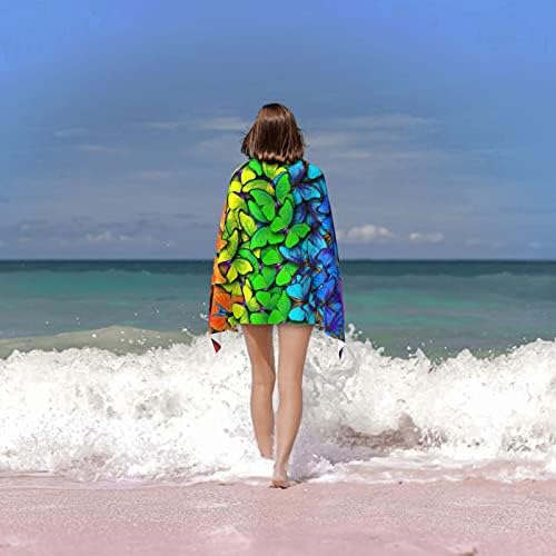 Rainbow Butterflies Microfiber Beach Towel