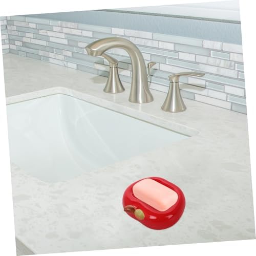 ABOOFAN Apple Ceramic Soap Dish with Drainage 1