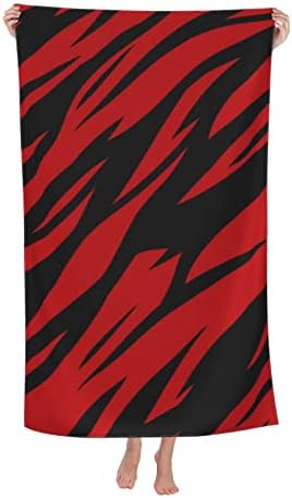 Tiger Stripes Red and Black Beach Towels Oversized