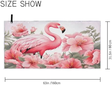SUABO Pink Flamingo Bath Towel with Hanging Loops 1