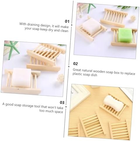 Alipis 6Pcs Wooden Soap Dish Tray Holder for Bathroom Kitchen