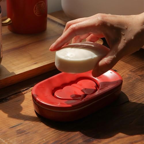 Sizikato Red Heart Embossed Porcelain Soap Dish