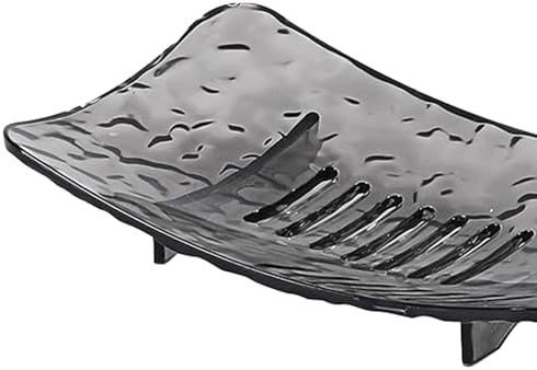 Rectangular Gray Soap Dish with Drain Holes and Holes for Water Drainage