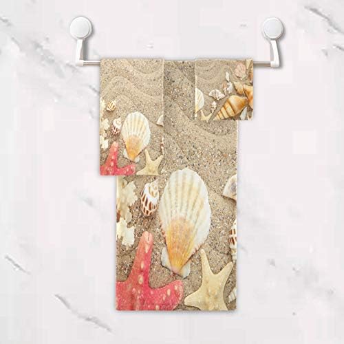 ALAZA Towel Set of 3 Seashells Starfishes