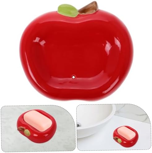 Unomor Ceramic Apple Soap Holder for Bathroom and Kitchen