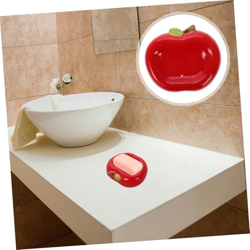 PRETYZOOM Apple Shaped Ceramic Soap Dish with Drainage Hole