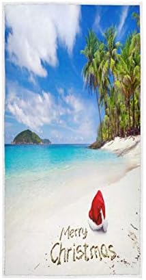 ALAZA Christmas Santa Hat Beach Towel 30x15 Inches 1