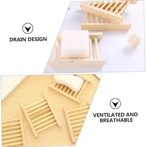 PERSELOSO 6Pcs Wooden Soap Holder Draining Tray
