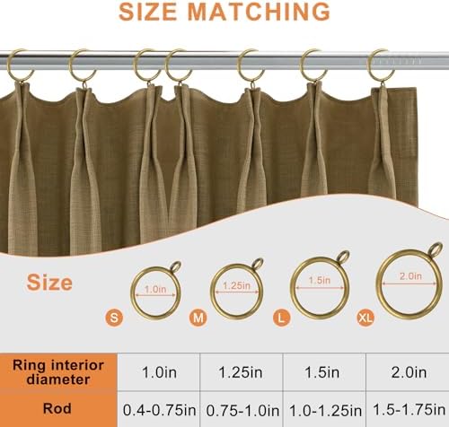 Hanitronic Antique Brass Curtain Rings 30 PCS 1-Inch Rods
