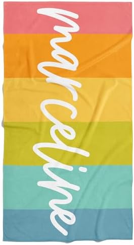 Hickory Hollow Designs Personalized Rainbow Beach Towels for Kids and Adults