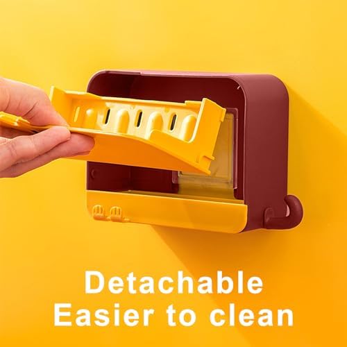 Red Wall-Mounted Soap Dish with Lid