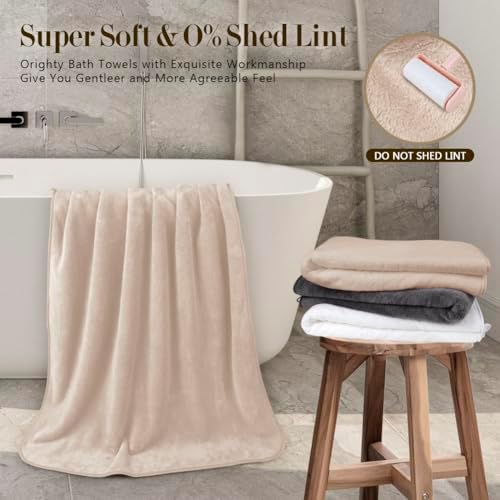 Orighty Microfiber Bath Towel Set - 4 Pack Soft Absorbent Quick Drying Brown