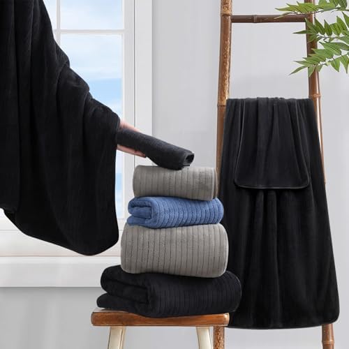 18 Piece Super Soft Bath Towels Set - Black