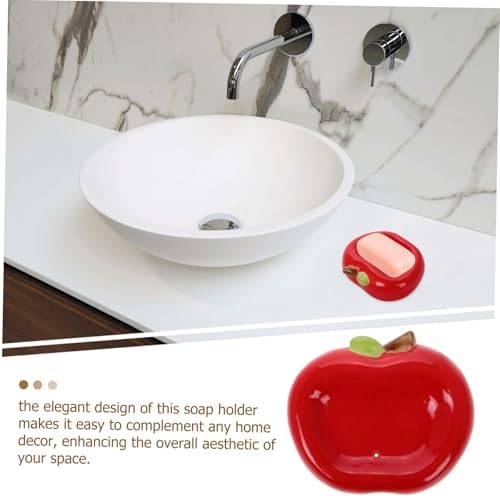 Alipis Apple Shaped Ceramic Soap Tray with Drainage Hole 1