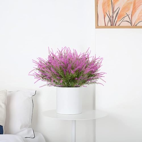 12 Bundles Artificial Lavender Plants UV Resistant Fake Bushes