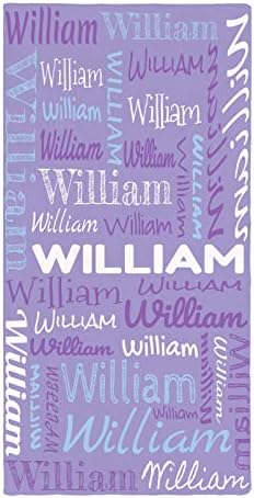 Personalized Purple Beach Towel with Name - Lightweight Microfiber