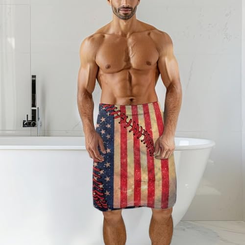 KUIFORTI American Flag Bath Towel Wrap for Men