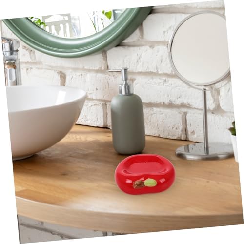 MAGICLULU Apple Shaped Ceramic Soap Holder with Drainage