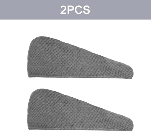 MaopaoBeauty 2 Pack Hair Drying Towels with Button Design - Grey