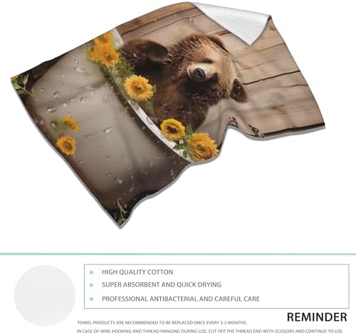 CXULIN 2 Pack Funny Bear Hand Towel Set