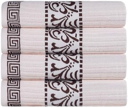 Superior 4-Piece Bath Towel Set with Greek Floral Design
