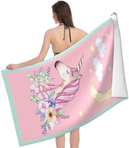 Cute Unicorn Beach Towel for Kids and Adults