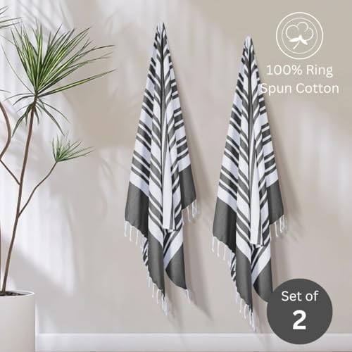 Set of 2 Turkish Peshtemal Towels - 40x70 Inch Grey