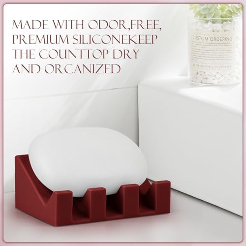 SAISN Silicone Soap Dish 2 Pack Non-Slip Self Draining