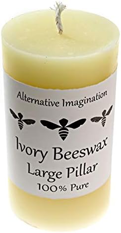 Alternative Imagination Large Beeswax Candles 80 Hour Ivory Pillar 1 Pack