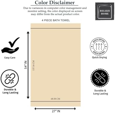 Belizzi Home 4 Pack Bath Towel Set Chocolate Brown 27x54