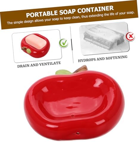 Zerodeko Apple Shaped Ceramic Soap Dish with Drainage
