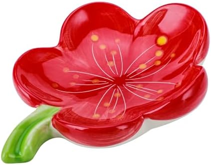 HuaLiSiJi Ceramic Flower Soap Holder - Self Draining Red