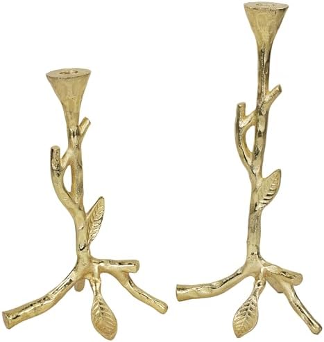 Northlight Leafy Branch Taper Candle Holders - Set of 2