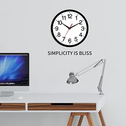 Rohioue 10 Inch Black Wall Clock Modern Silent Non Ticking Analog