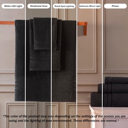 Hawmam Linen 13x13 Inch Black Face Towels - 12 Pack Luxury Washcloths