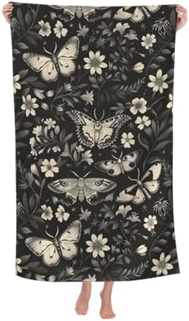 Retro Moth Beach Towel 32x52in Microfiber Quick Dry Sand Free