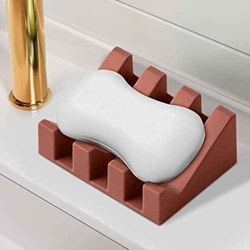 Red Silicone Bar Soap Holder with Waterfall Drain 1