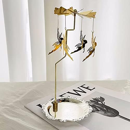 Spinning Candle Holder with Round Tray - Fairy Style